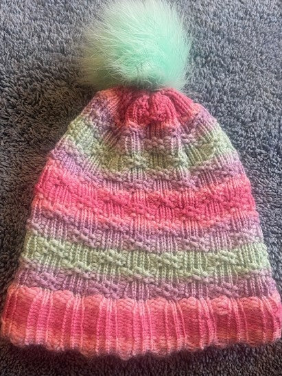 Handmade Knit "Ice Cream" Pastel Colored Winter Hat