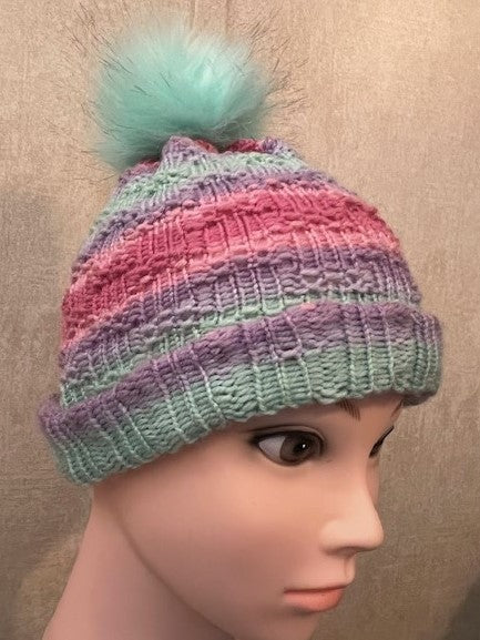 Handmade Knit "Ice Cream" Pastel Colored Winter Hat