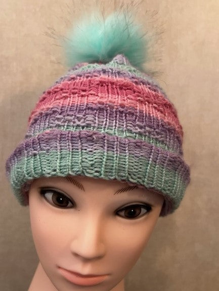 Handmade Knit "Ice Cream" Pastel Colored Winter Hat