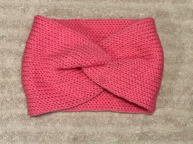 Handmade One Size Hand-knit Pink Twisted Turban/Head Wrap