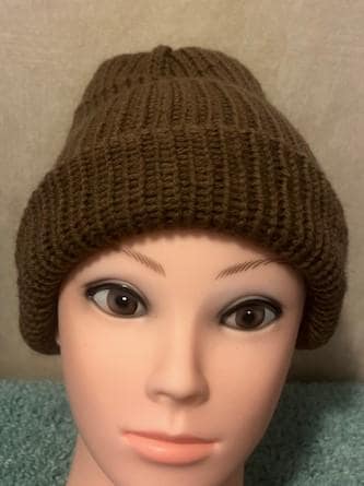 Adult Sized Handmade knitted Cafe brown colored beanie