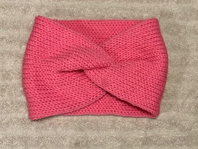 One Size Pink Handmade Knit Twisted Turban/Headwrap/Headband