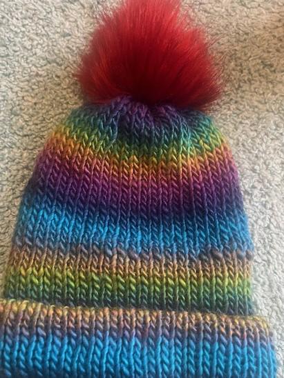 Unique & Colorful Hand Knit Super Soft Beanie with Pom pom