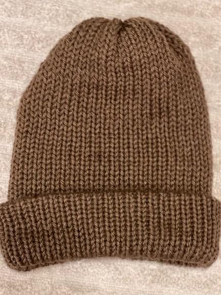 Adult Sized Handmade knitted Cafe brown colored beanie