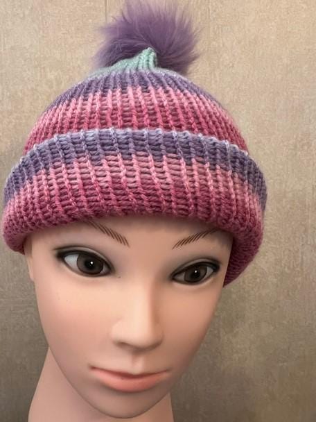 Adult Super warm handmade Knit Pastel Winter Hat