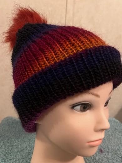 Adult Winter Hat with pompom, Gorgeous colors, warm & cozy