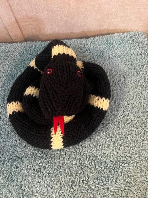 Black & Yellow Handmade Knitted 3 foot Snake