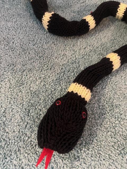 Black & Yellow Handmade Knitted 3 foot Snake