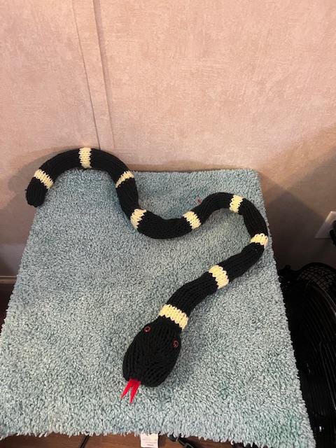 Black & Yellow Handmade Knitted 3 foot Snake