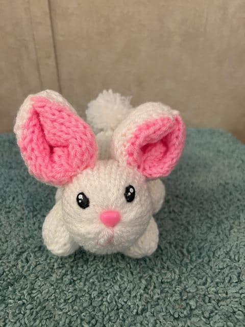 Little Handmade Knit Plush Pink & White Bunny Rabbit