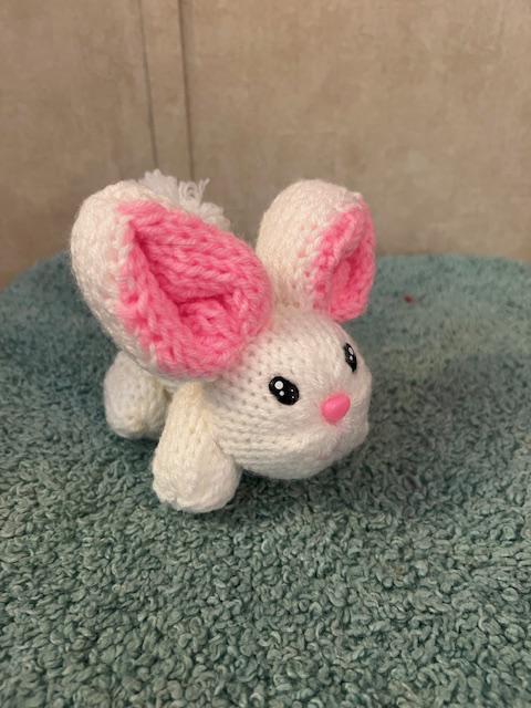 Little Handmade Knit Plush Pink & White Bunny Rabbit